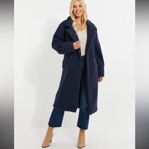 BCBG Max Azria Navy Boucle Teddy Jacket M $398